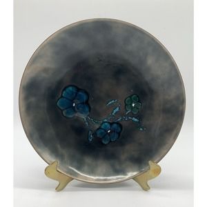 MCM Bovano of Cheshire Floral Shallow Enamel On Copper Bowl 9” Crazing As Is